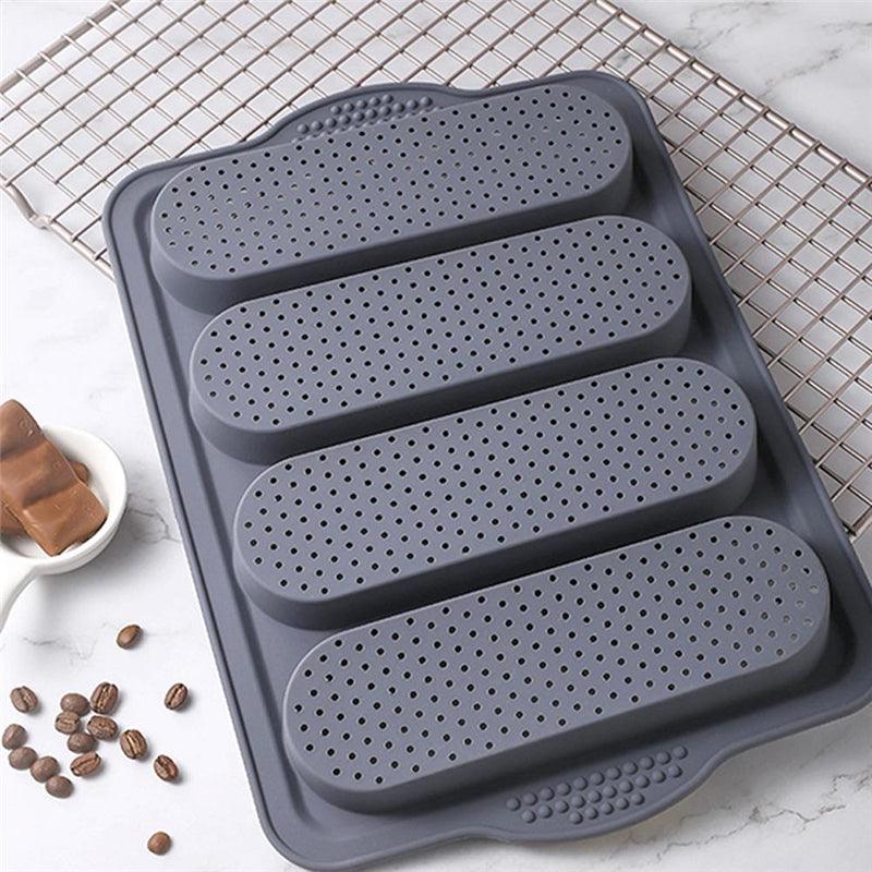 Baking Mold Food Grade 4 Grids Baguettes Silicone Mould Tray Anti-scalding Non-stick Bread Cake Molds Kitchen Tool Accessories Mold For Bread Baking Loaves Bake Mold Loaf Muffin Pan Kitchen Baking Tools