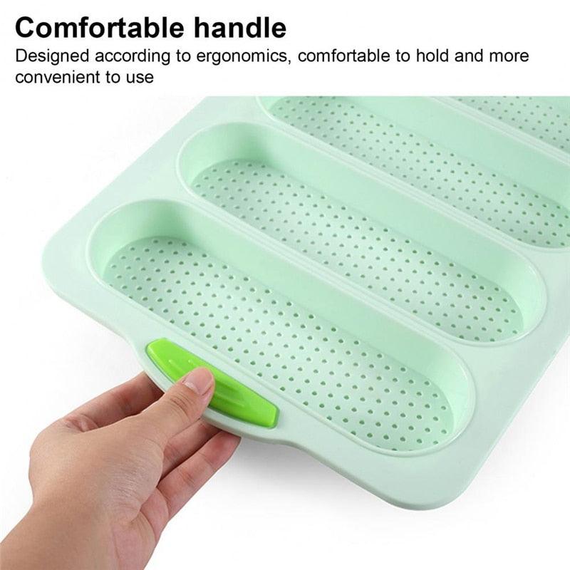 Baking Mold Food Grade 4 Grids Baguettes Silicone Mould Tray Anti-scalding Non-stick Bread Cake Molds Kitchen Tool Accessories Mold For Bread Baking Loaves Bake Mold Loaf Muffin Pan Kitchen Baking Tools