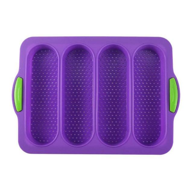 Baking Mold Food Grade 4 Grids Baguettes Silicone Mould Tray Anti-scalding Non-stick Bread Cake Molds Kitchen Tool Accessories Mold For Bread Baking Loaves Bake Mold Loaf Muffin Pan Kitchen Baking Tools