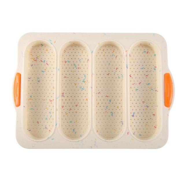 Baking Mold Food Grade 4 Grids Baguettes Silicone Mould Tray Anti-scalding Non-stick Bread Cake Molds Kitchen Tool Accessories Mold For Bread Baking Loaves Bake Mold Loaf Muffin Pan Kitchen Baking Tools