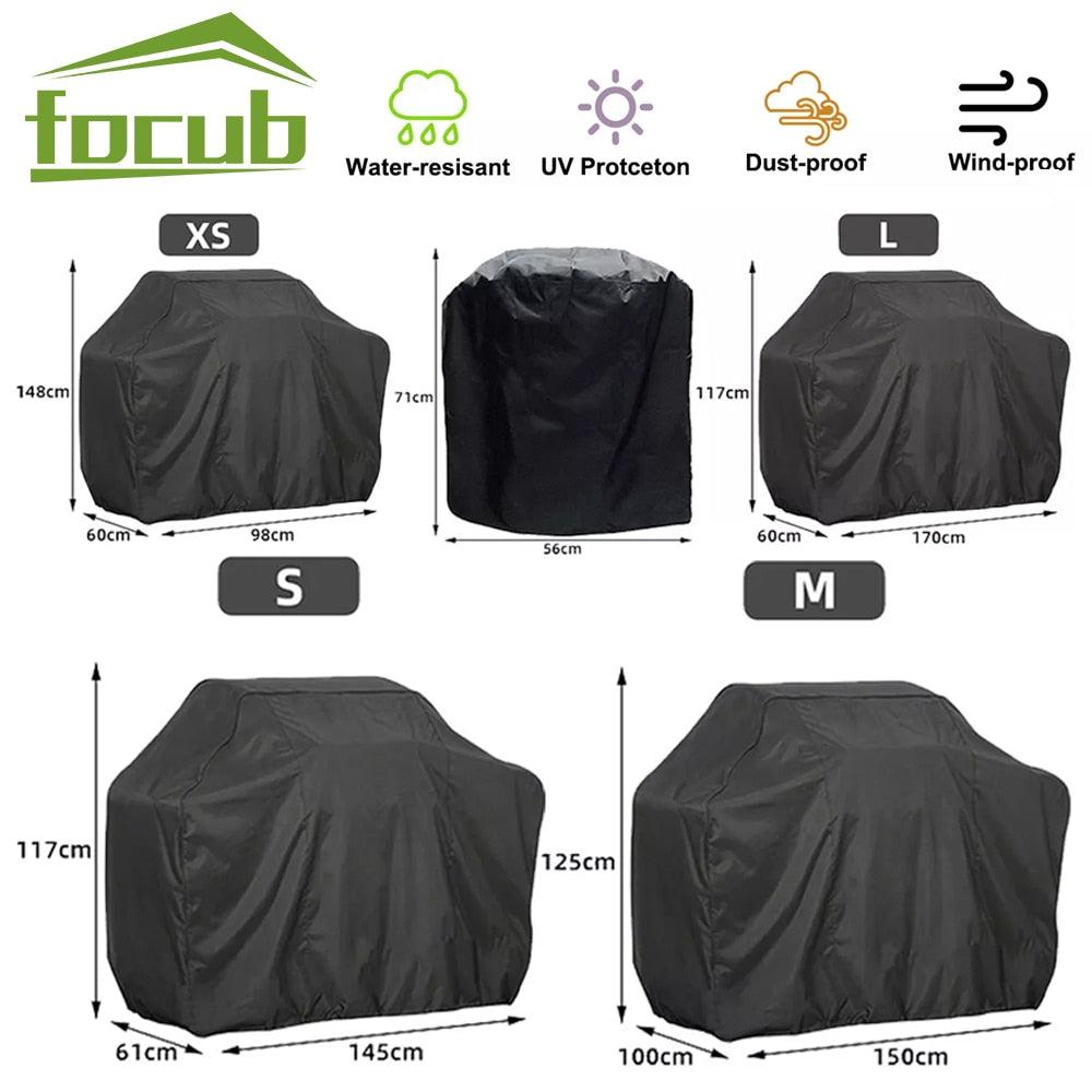 Barbeque Grill Covers Waterproof BBQ Grill Cover Compatible for UV Resistant Gas Grill Cover Barbecue Grill Cover Waterproof Universal Drawstring Grille Stove Oven Guard Protector BBQ Accessories