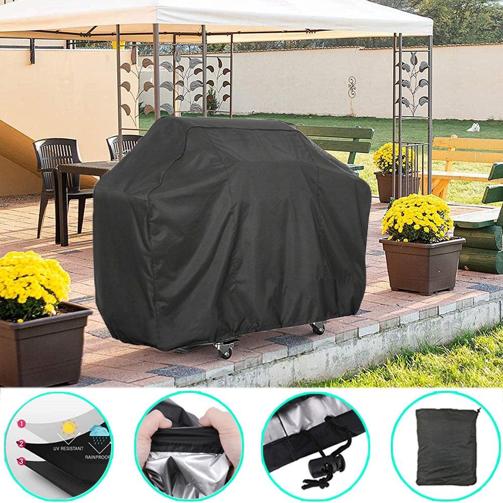 Barbeque Grill Covers Waterproof BBQ Grill Cover Compatible for UV Resistant Gas Grill Cover Barbecue Grill Cover Waterproof Universal Drawstring Grille Stove Oven Guard Protector BBQ Accessories