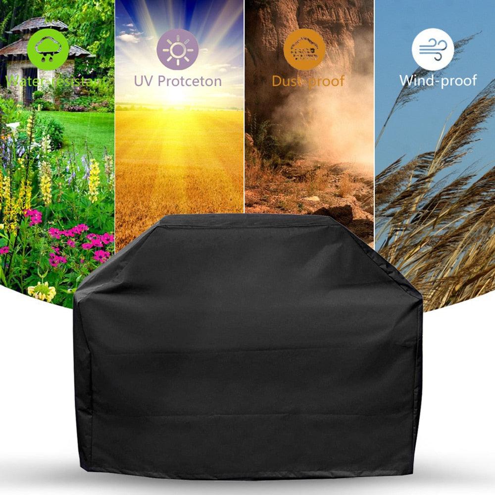 Barbeque Grill Covers Waterproof BBQ Grill Cover Compatible for UV Resistant Gas Grill Cover Barbecue Grill Cover Waterproof Universal Drawstring Grille Stove Oven Guard Protector BBQ Accessories