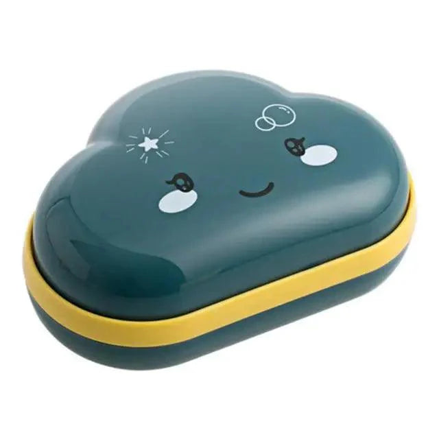 Bathroom Soap Dish Box Cute Cartoon Clouds Soap Holder Home Shower Travel Container Soap Tray Drainer Box Bathroom Accessories Soap Dish with Drain Soap Holder Soap Saver Easy Cleaning Dry Stop Soap