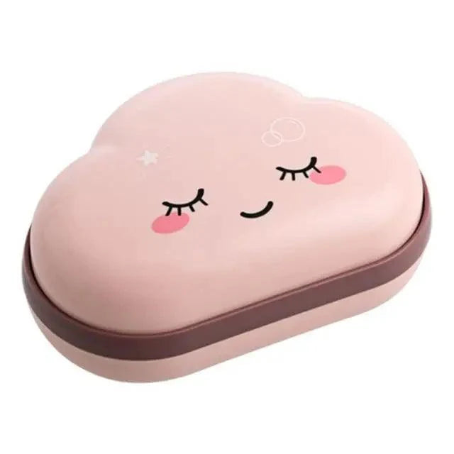 Bathroom Soap Dish Box Cute Cartoon Clouds Soap Holder Home Shower Travel Container Soap Tray Drainer Box Bathroom Accessories Soap Dish with Drain Soap Holder Soap Saver Easy Cleaning Dry Stop Soap