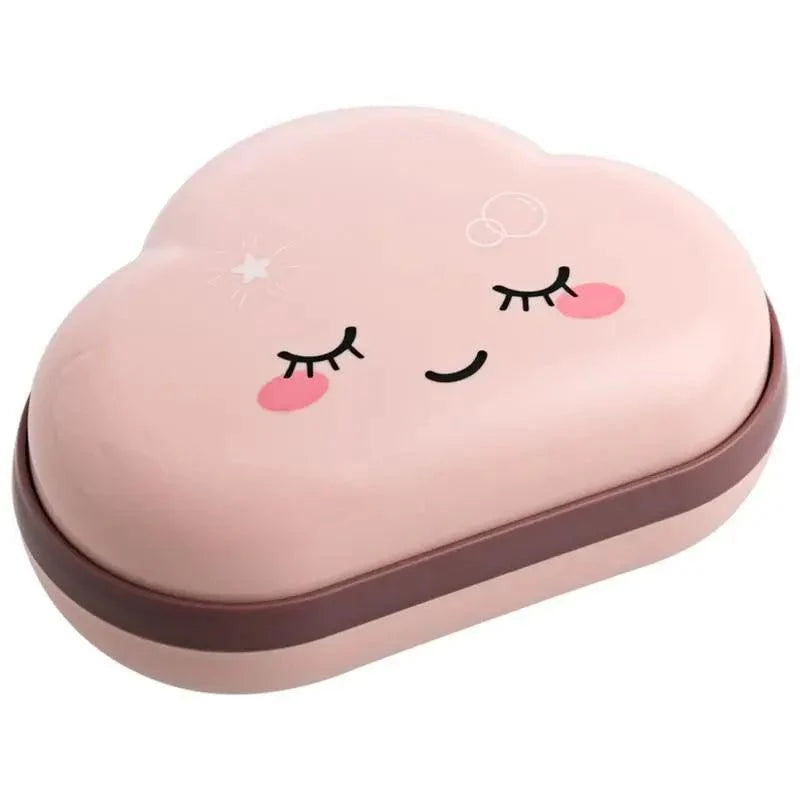 Bathroom Soap Dish Box Cute Cartoon Clouds Soap Holder Home Shower Travel Container Soap Tray Drainer Box Bathroom Accessories Soap Dish with Drain Soap Holder Soap Saver Easy Cleaning Dry Stop Soap