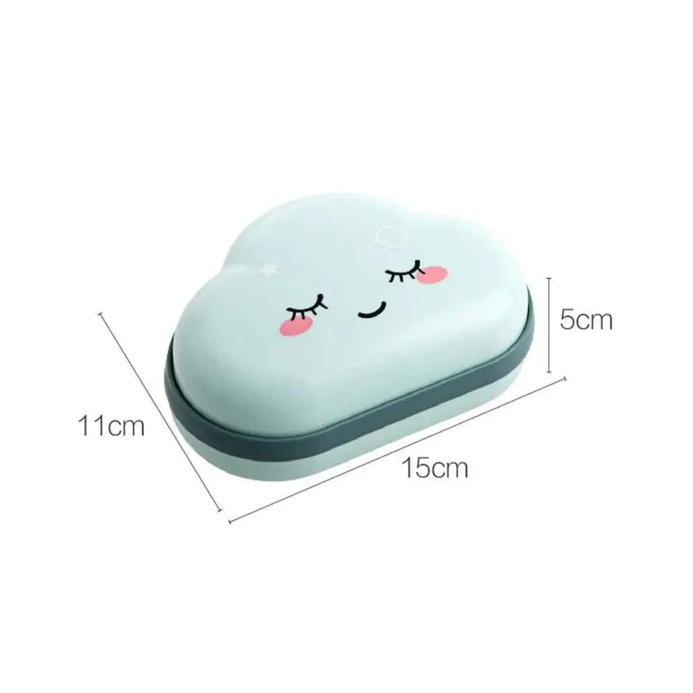 Bathroom Soap Dish Box Cute Cartoon Clouds Soap Holder Home Shower Travel Container Soap Tray Drainer Box Bathroom Accessories Soap Dish with Drain Soap Holder Soap Saver Easy Cleaning Dry Stop Soap
