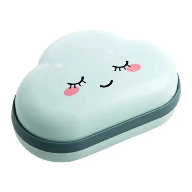 Bathroom Soap Dish Box Cute Cartoon Clouds Soap Holder Home Shower Travel Container Soap Tray Drainer Box Bathroom Accessories Soap Dish with Drain Soap Holder Soap Saver Easy Cleaning Dry Stop Soap