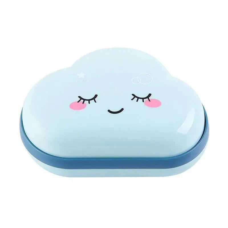 Bathroom Soap Dish Box Cute Cartoon Clouds Soap Holder Home Shower Travel Container Soap Tray Drainer Box Bathroom Accessories Soap Dish with Drain Soap Holder Soap Saver Easy Cleaning Dry Stop Soap