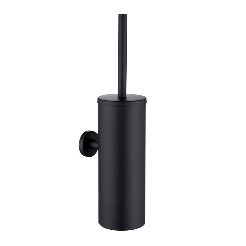 Bathroom Toilet Brush Holder Matt Black Stainless Steel Toilet Brush Wall Mounted For Bathroom Storage And Organization Toilet Bowl Brush with Stainless Steel Handle Durable Bristles Deep Cleaning Compact Bathroom Brush Save Space Good Grip
