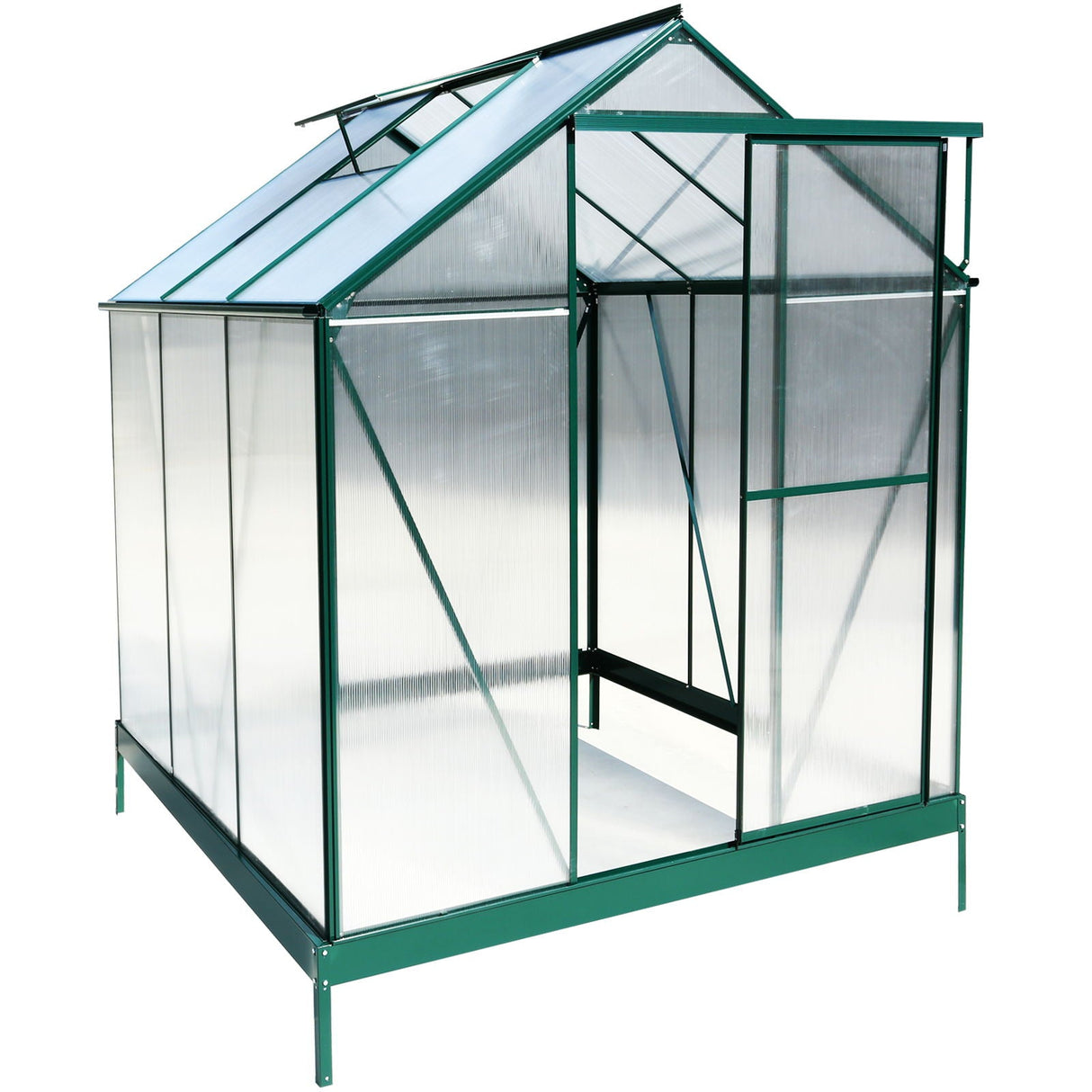 Polycarbonate Greenhouse, Heavy Duty Outdoor Aluminum Walk-In Green House Kit With Rain Gutter, Vent And Door For Backyard Garden by Couch.com