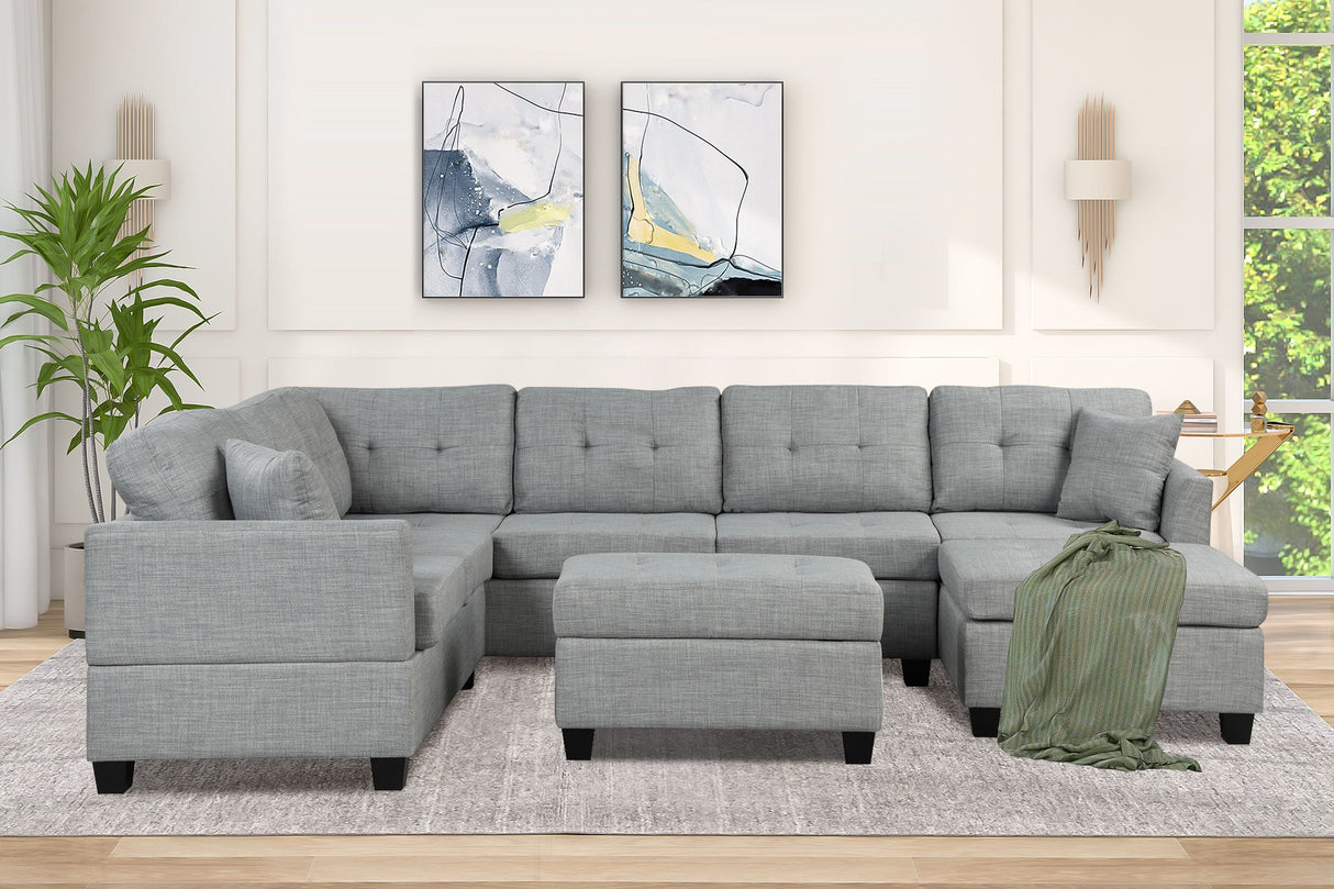 Oversized Sectional Sofa With Storage Ottoman, U-Shaped Sectional Couch With 2 Throw Pillows For Large Space Dorm Apartment by Couch.com