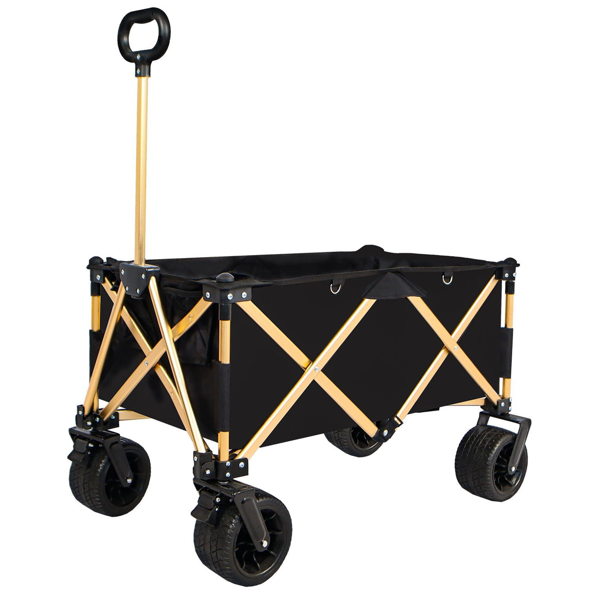 Aluminum Alloy Folding Wagon, Heavy Duty Utility Beach Wagon Cart For Sand With Big Wheels, Adjustable Handle & Drink Holders For Shopping, Camping, Garden And Outdoor by Couch.com