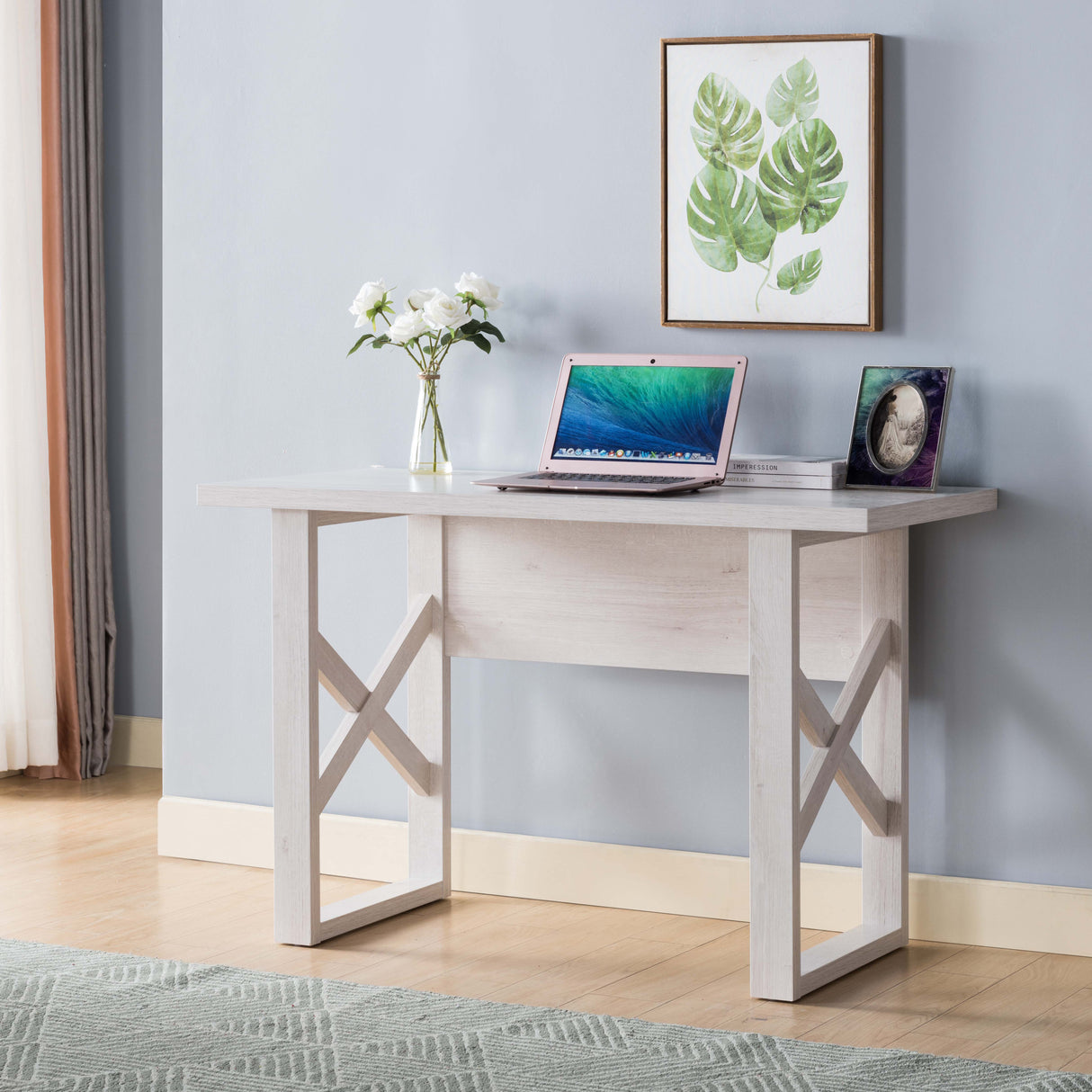 Writing Desk Laptop Table Desk Work Table - White Oak / White Wash Cream by Couch.com