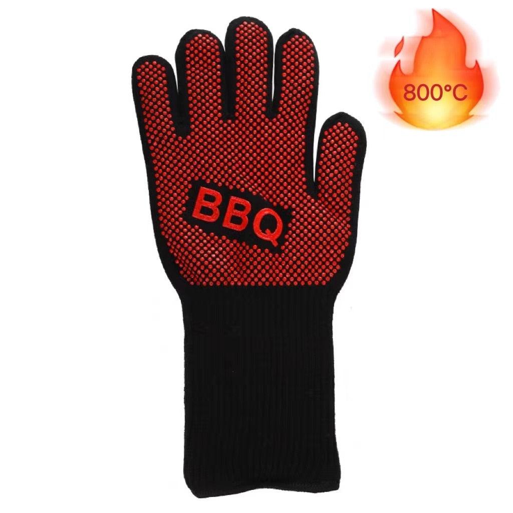 BBQ Gloves Silicone Heat-Resistant Glove Kitchen Microwave Oven Mitts 500 800 Degree Fireproof And Non-Slip Barbecue Gloves Kitchen Gloves Long Wrist Protect Non-Slip Silicone for Barbecue Cooking