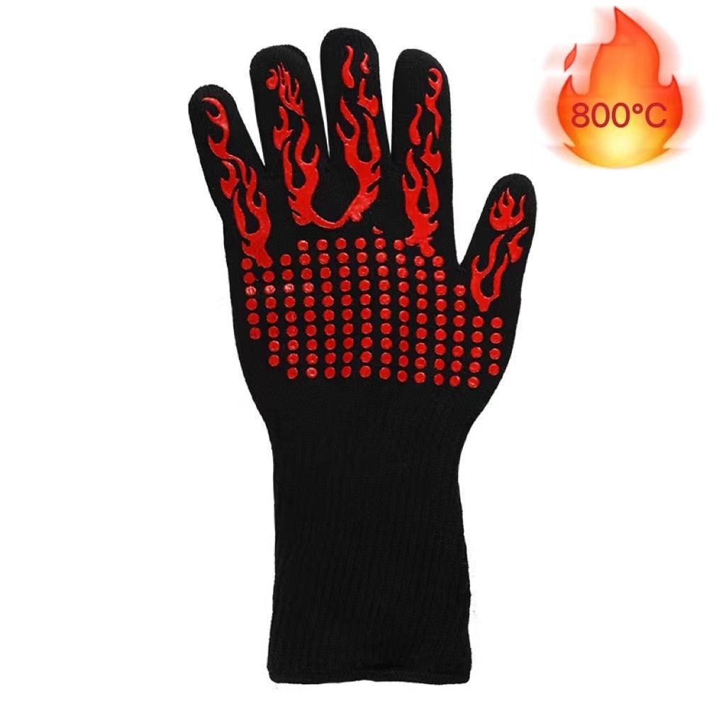 BBQ Gloves Silicone Heat-Resistant Glove Kitchen Microwave Oven Mitts 500 800 Degree Fireproof And Non-Slip Barbecue Gloves Kitchen Gloves Long Wrist Protect Non-Slip Silicone for Barbecue Cooking