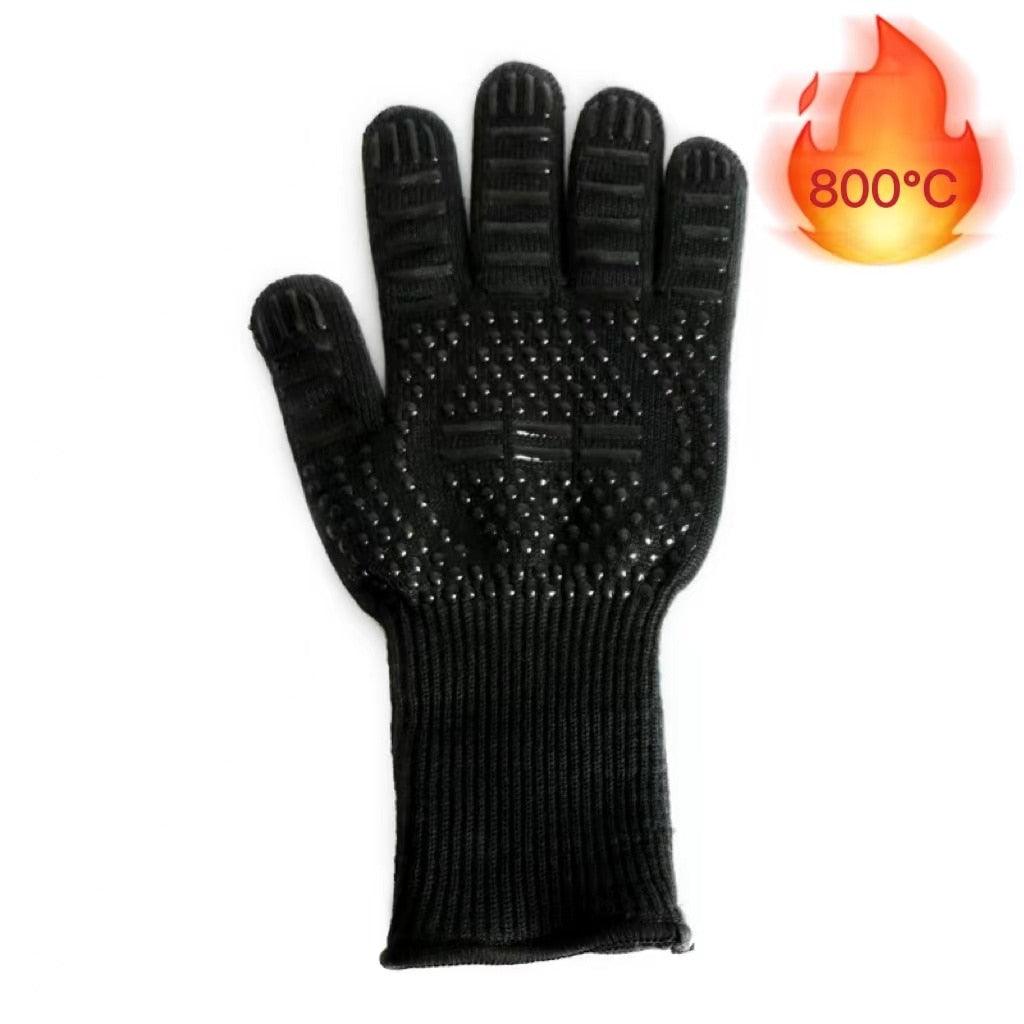 BBQ Gloves Silicone Heat-Resistant Glove Kitchen Microwave Oven Mitts 500 800 Degree Fireproof And Non-Slip Barbecue Gloves Kitchen Gloves Long Wrist Protect Non-Slip Silicone for Barbecue Cooking