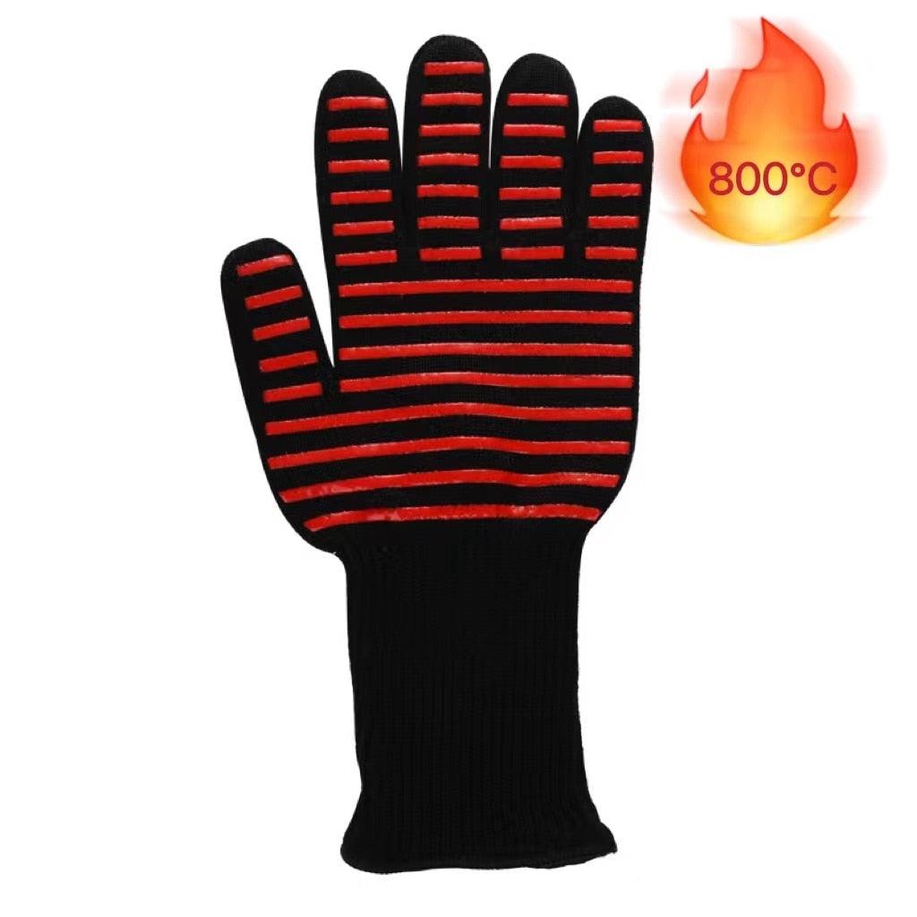 BBQ Gloves Silicone Heat-Resistant Glove Kitchen Microwave Oven Mitts 500 800 Degree Fireproof And Non-Slip Barbecue Gloves Kitchen Gloves Long Wrist Protect Non-Slip Silicone for Barbecue Cooking