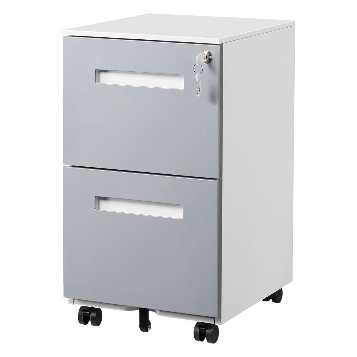 3 Drawer Mobile Locking File Cabinet, Rolling Filing Cabinet For Letter / A4 Size With 5 Wheels - Gray by Couch.com