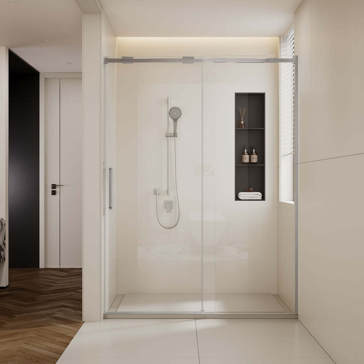 Semi-Frame Single Sliding Shower Door With Clear Tempered Glass by Couch.com