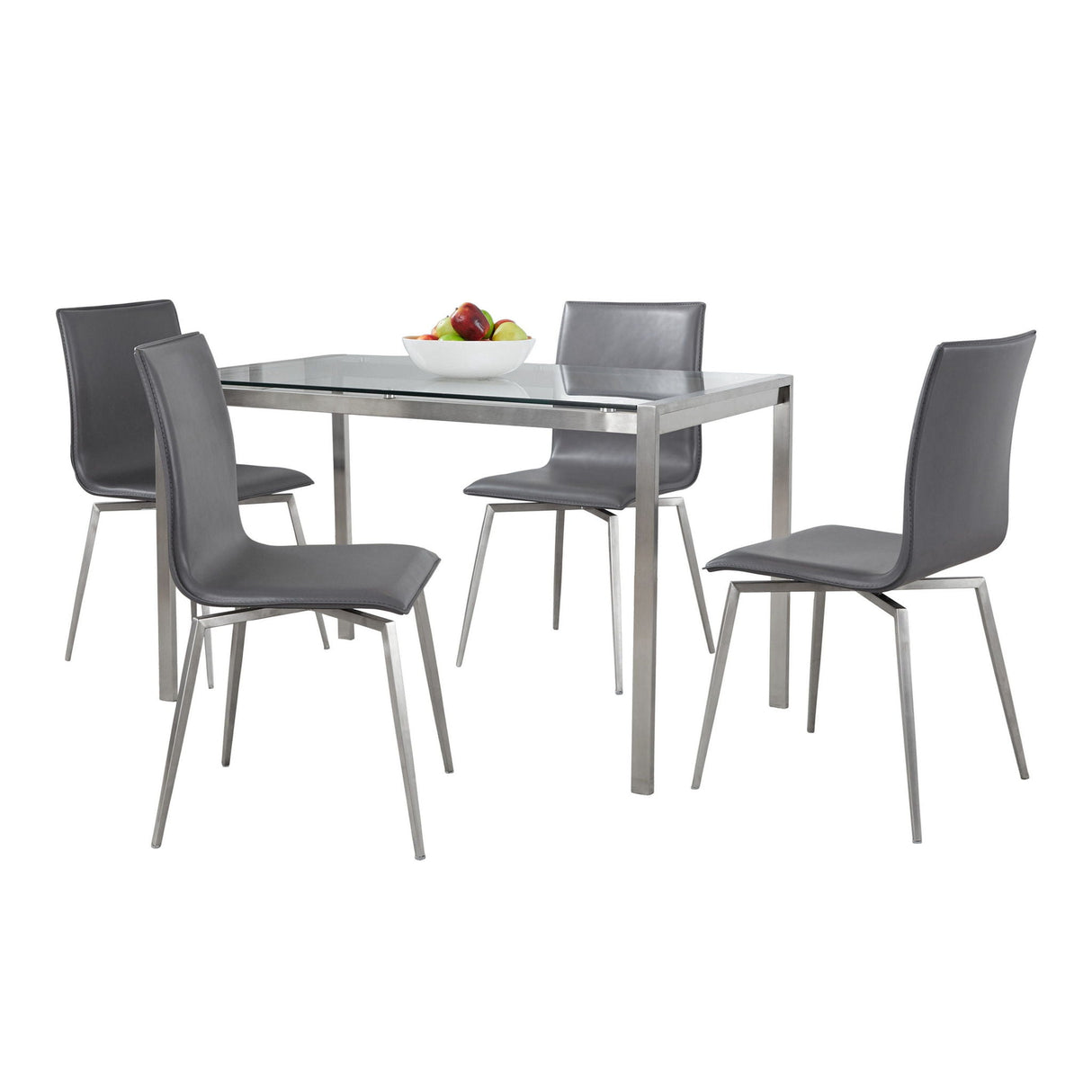 Fuji Mason - Upholstered Swivel Contemporary Dining Set Dining Set, Glass, 5 Piece by Couch.com