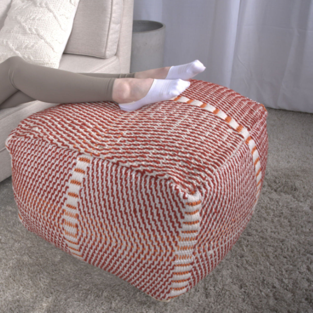 Morro Bay - Handcrafted Water Resistant Pouf - Multi Color by Couch.com