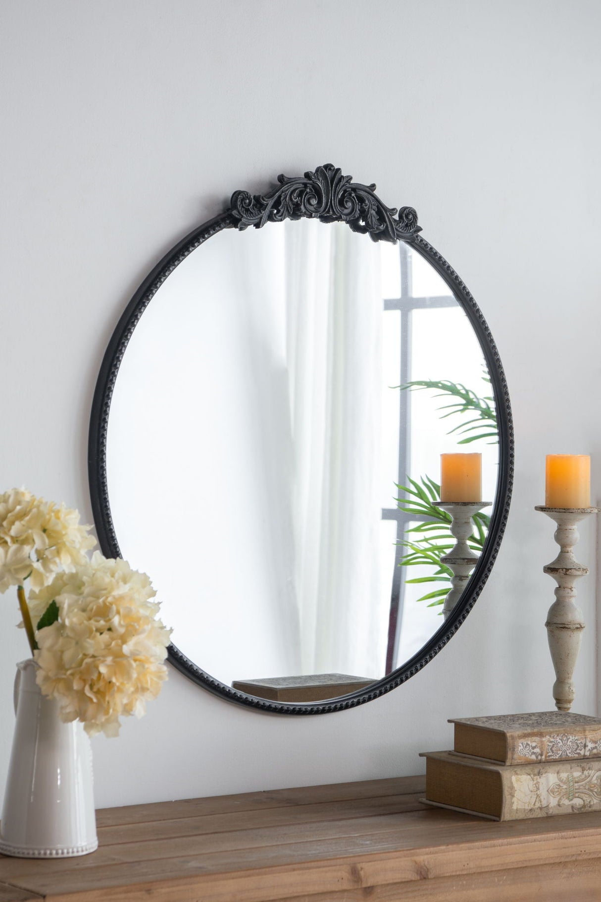 Classic Design Mirror With Baroque Inspired Frame For Bathroom, Entryway Console Lean Against Wall by Couch.com