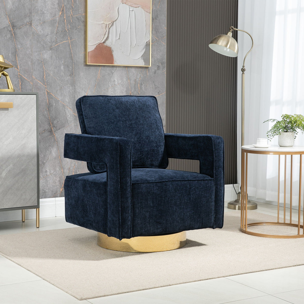 Swivel Accent Open Back Chair Modern Comfy Sofa Chair With Base by Couch.com