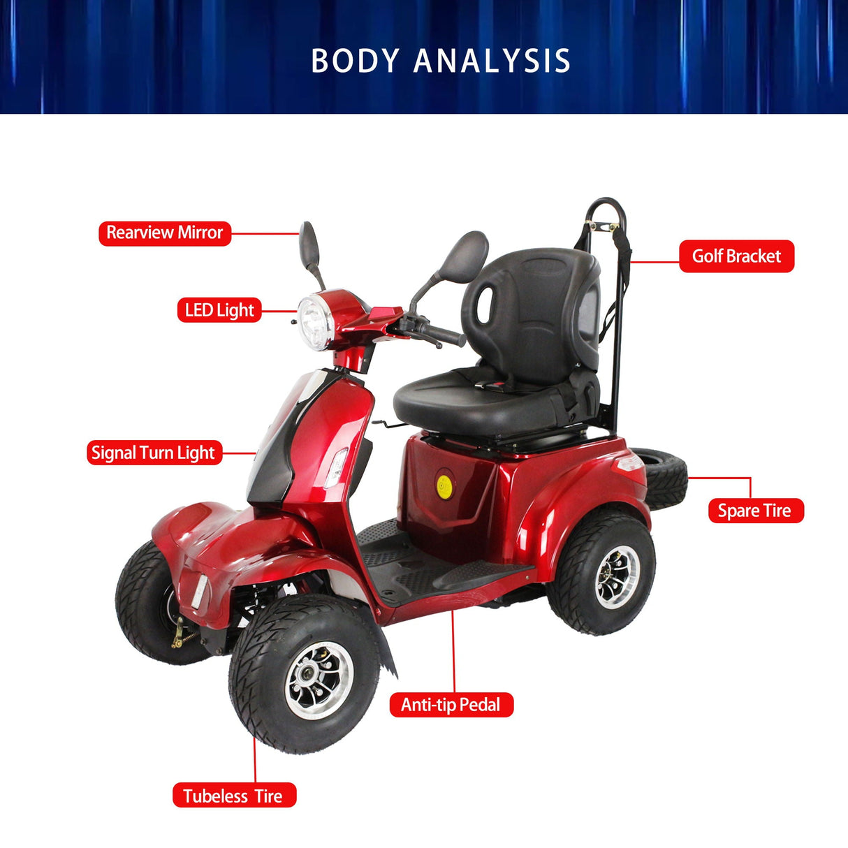 Golf Scooter, Grass Scooter - Red by Couch.com