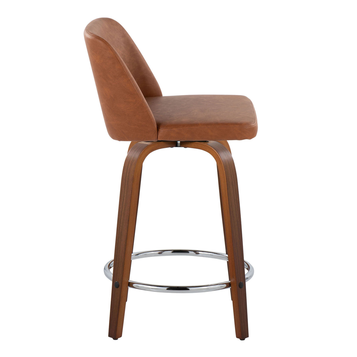 Toriano - Mid Century Modern Fixed Height Counter Stool With Swivel With Round Footrest (Set of 2) by Couch.com
