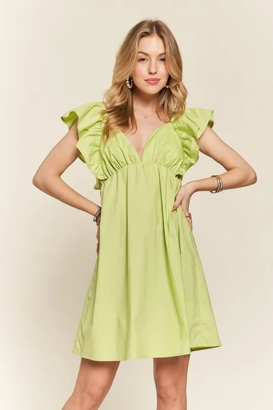 Smocked Back Ruffled Cap Sleeve Babydoll Dress For Summer – Feminine, Flattering, Comfortable, Playful Charm