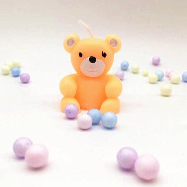 Bear Candle Birthday Cake Props Topper Card Cute Fantasy Cup Dessert Smiley Love Bear Table Dress Up Cake Props Party Cake Decor Supplies Toppers Birthday Cupcake Topper Various Cake Decorations for Birthday Party Photo Prop