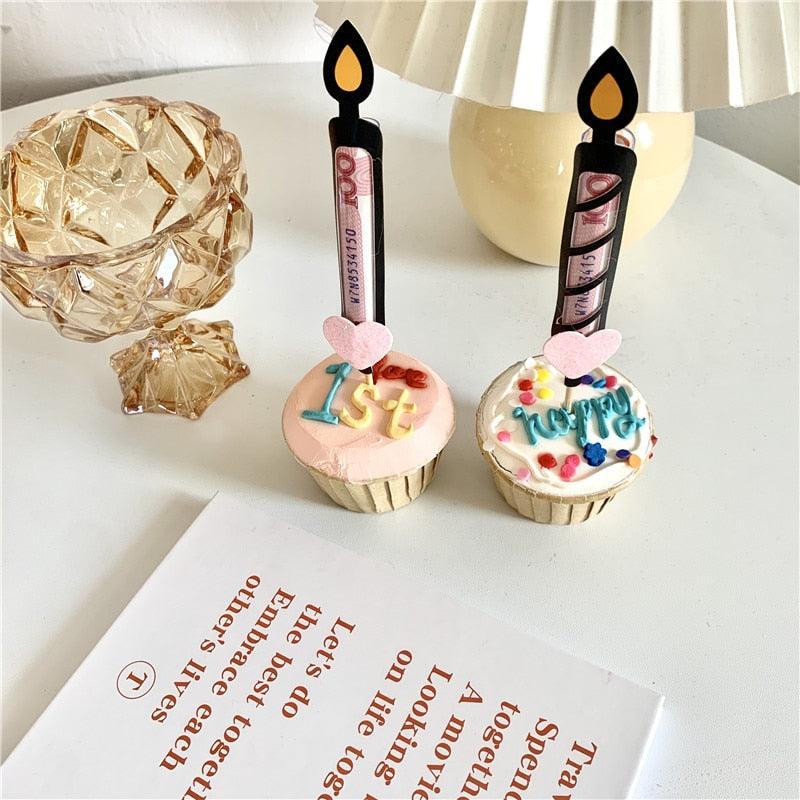 Bear Candle Birthday Cake Props Topper Card Cute Fantasy Cup Dessert Smiley Love Bear Table Dress Up Cake Props Party Cake Decor Supplies Toppers Birthday Cupcake Topper Various Cake Decorations for Birthday Party Photo Prop