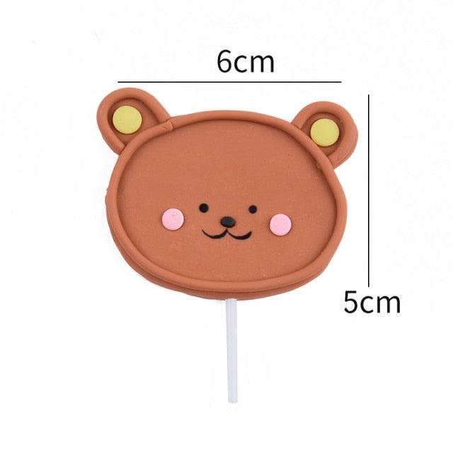 Bear Candle Birthday Cake Props Topper Card Cute Fantasy Cup Dessert Smiley Love Bear Table Dress Up Cake Props Party Cake Decor Supplies Toppers Birthday Cupcake Topper Various Cake Decorations for Birthday Party Photo Prop