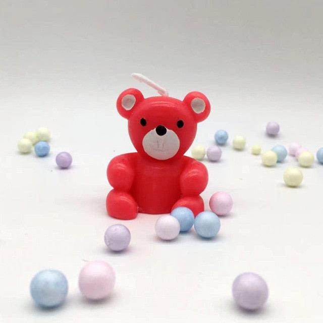 Bear Candle Birthday Cake Props Topper Card Cute Fantasy Cup Dessert Smiley Love Bear Table Dress Up Cake Props Party Cake Decor Supplies Toppers Birthday Cupcake Topper Various Cake Decorations for Birthday Party Photo Prop
