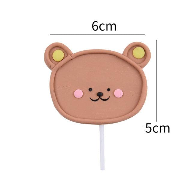 Bear Candle Birthday Cake Props Topper Card Cute Fantasy Cup Dessert Smiley Love Bear Table Dress Up Cake Props Party Cake Decor Supplies Toppers Birthday Cupcake Topper Various Cake Decorations for Birthday Party Photo Prop