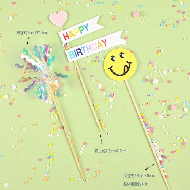 Bear Candle Birthday Cake Props Topper Card Cute Fantasy Cup Dessert Smiley Love Bear Table Dress Up Cake Props Party Cake Decor Supplies Toppers Birthday Cupcake Topper Various Cake Decorations for Birthday Party Photo Prop