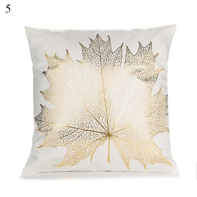 Beautiful Gold Print Pillow Cover Home Cotton Modern Decorative Pillowcase Gold Cushion Cases Decorative Cushions For Sofa Seat Covers Pillow Case