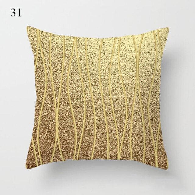 Beautiful Gold Print Pillow Cover Home Cotton Modern Decorative Pillowcase Gold Cushion Cases Decorative Cushions For Sofa Seat Covers Pillow Case