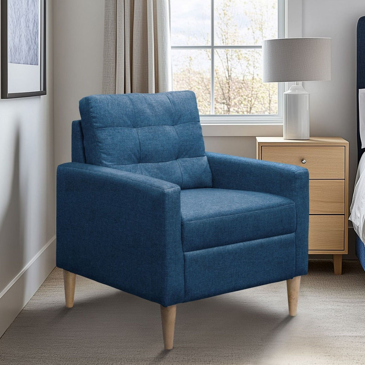 Contemporary Tufted Back Accent Chair With High Density Foam Support - Blue by Couch.com