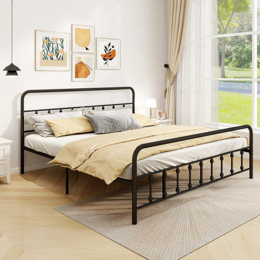 Bed Frame with Headboard and Under Bed Storage Black-King Size
