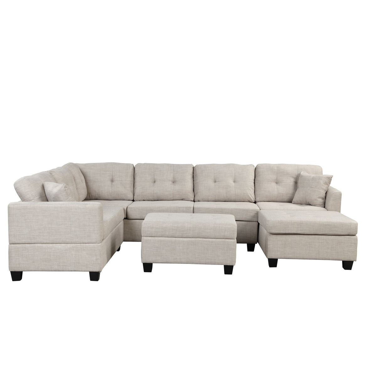 Oversized Sectional Sofa With Storage Ottoman, U-Shaped Sectional Couch With 2 Throw Pillows For Large Space Dorm Apartment by Couch.com