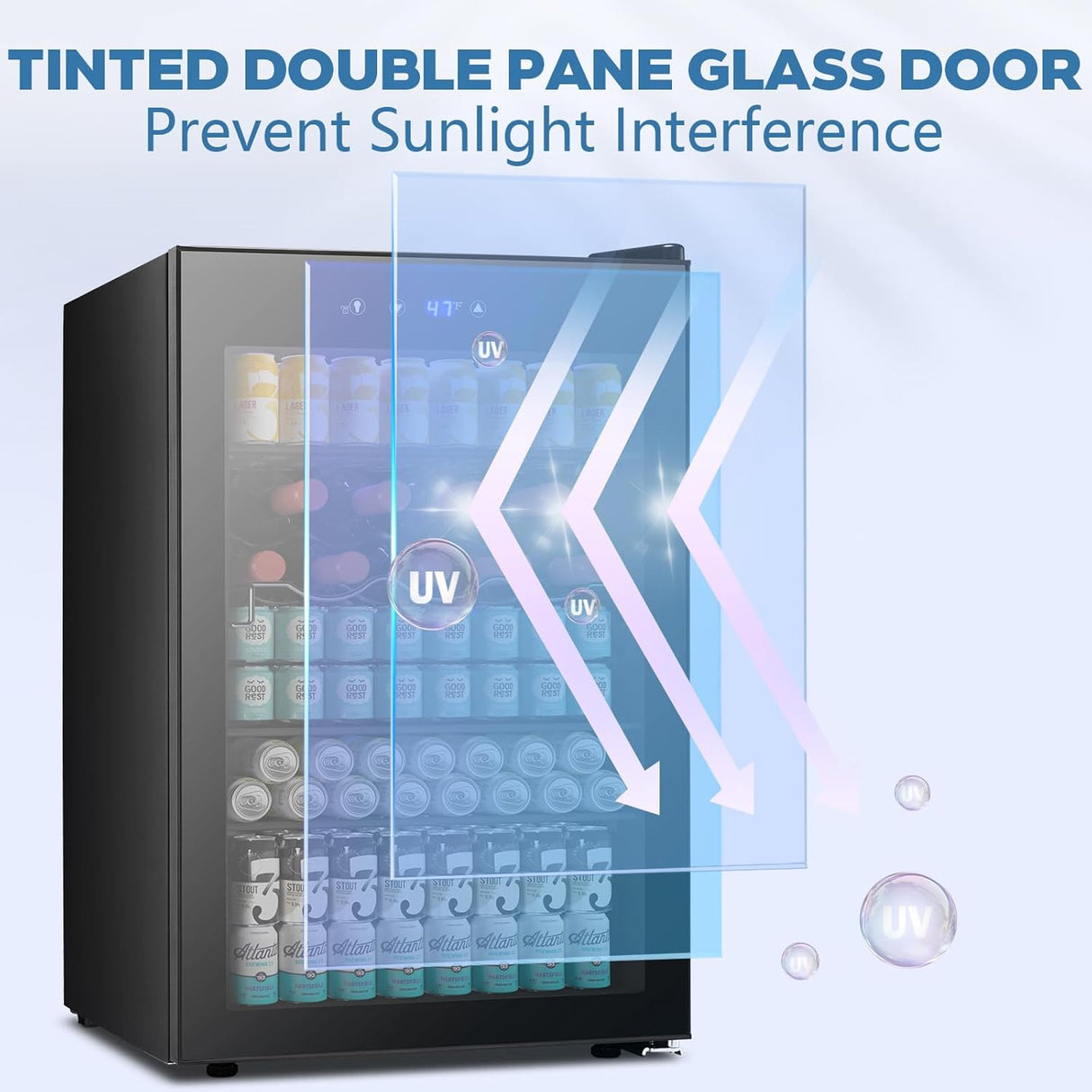 Beverage Refrigerator Cooler 4.5 Cu.Ft,145 Can Mini Fridge with Glass Door W58128BH