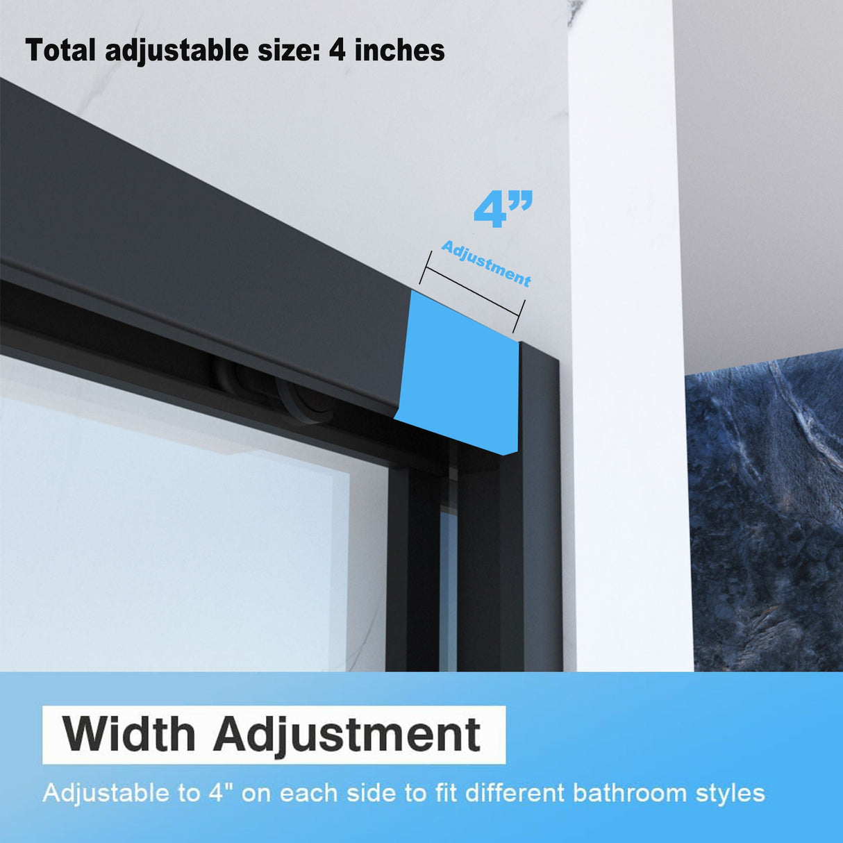 Frame Double Sliding Shower Door, Bypass Bathroom Sliding Door With Premium Clear Tempered Glass, Hardware Sliding Glass Shower Enclosure - Matte Black by Couch.com