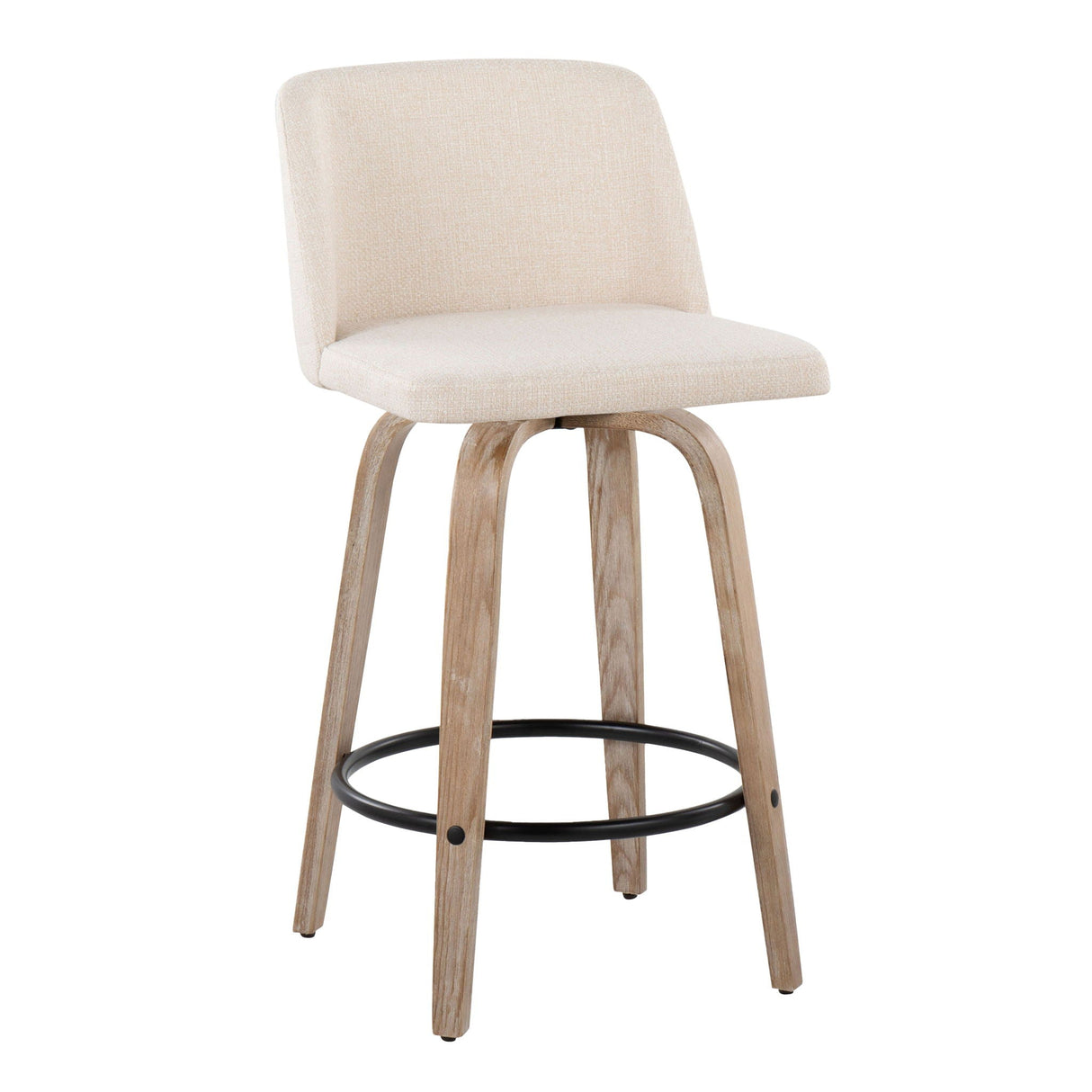 Toriano - Contemporary Fixed-Height Counter Stool & Swivel With Round Footrest (Set of 2) by Couch.com