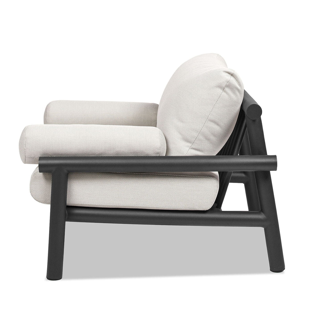 Zara - Dowel Frame Bolster Patio Deep Seating Armchair, Axroma Olefin - Wheat Beige by Couch.com