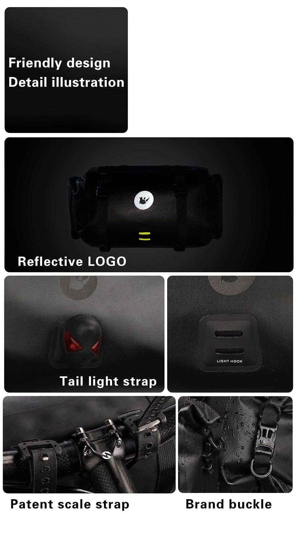Bicycle Bag Waterproof Big Capacity Handlebar Bag 2 Piece Front Tube Cycling Bag Bike Accessories Bike Bag Waterproof Bike Handlebar Bag Bicycle For Sport Bicycle Cycling Accessories