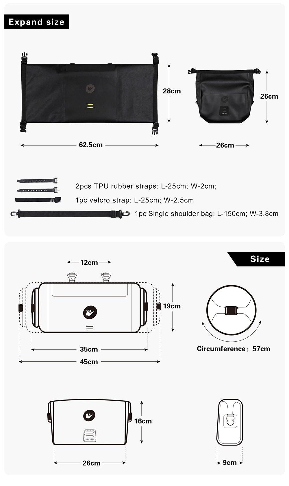 Bicycle Bag Waterproof Big Capacity Handlebar Bag 2 Piece Front Tube Cycling Bag Bike Accessories Bike Bag Waterproof Bike Handlebar Bag Bicycle For Sport Bicycle Cycling Accessories