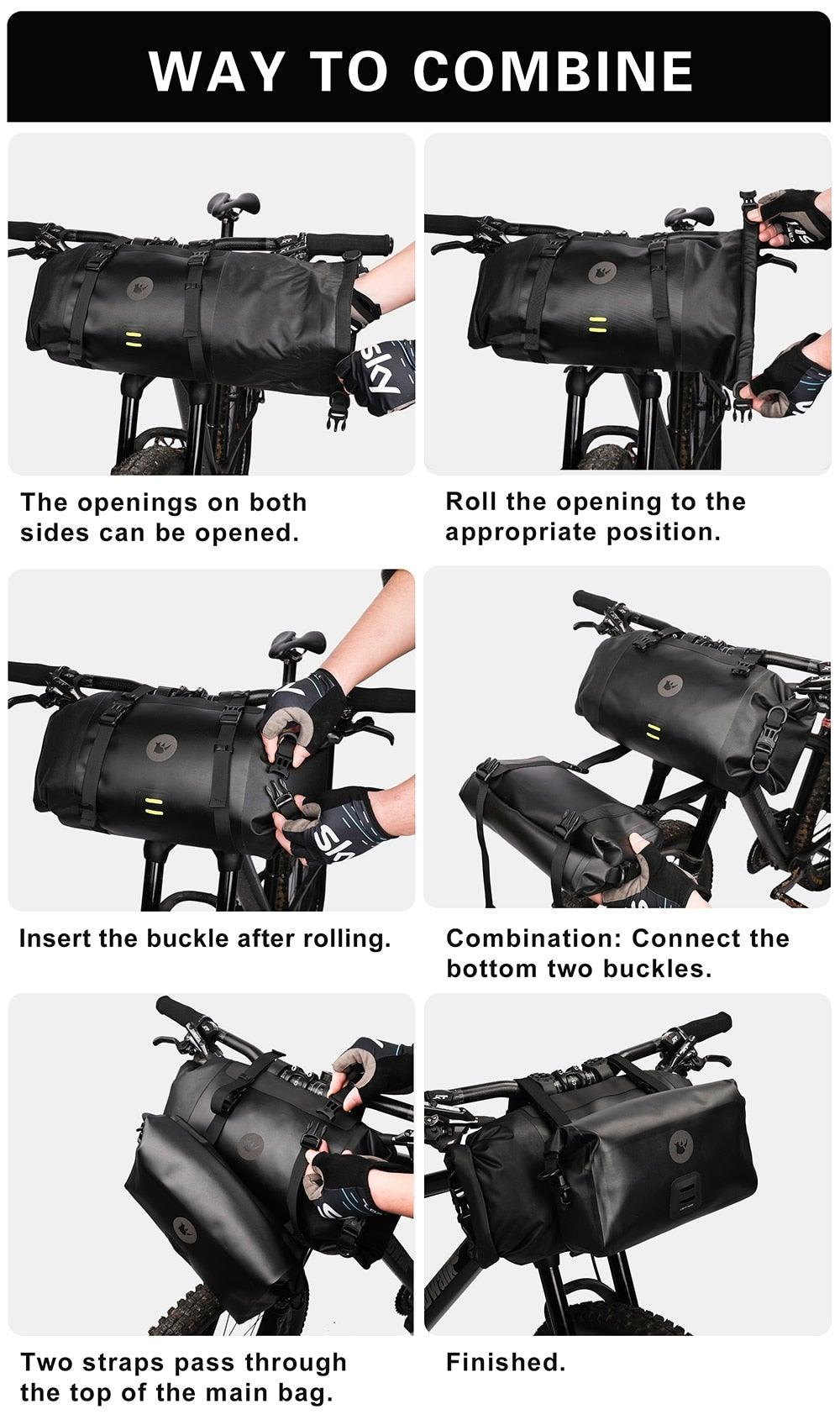 Bicycle Bag Waterproof Big Capacity Handlebar Bag 2 Piece Front Tube Cycling Bag Bike Accessories Bike Bag Waterproof Bike Handlebar Bag Bicycle For Sport Bicycle Cycling Accessories