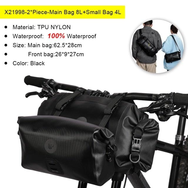 Bicycle Bag Waterproof Big Capacity Handlebar Bag 2 Piece Front Tube Cycling Bag Bike Accessories Bike Bag Waterproof Bike Handlebar Bag Bicycle For Sport Bicycle Cycling Accessories